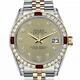 Rolex Datejust Ruby Champagne Diamond Dial Midsize Two Tone Diamond Watch