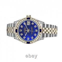 Rolex Datejust Sapphire 26 MM Blue Pearl Dial Diamond Bezel/lugs Two Tone Watch