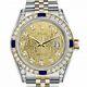 Rolex Datejust Sapphire 26 Mm Champagne Logo Dial Two Tone Diamond Watch