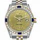 Rolex Datejust Sapphire 26 Mm Champagne Logo Roman Dial Two Tone Diamond Watch