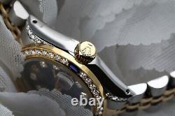 Rolex Datejust Sapphire 26 MM Tahitian Pearl Dial Two Tone Diamond Watch