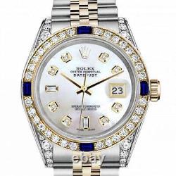 Rolex Datejust Sapphire 31mm White Pearl Dial Two Tone Diamond Watch