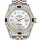 Rolex Datejust Sapphire 31mm White Pearl Dial Two Tone Diamond Watch
