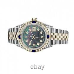 Rolex Datejust Sapphire 36 MM Black Pearl Dial Two Tone Diamond Watch