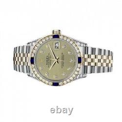 Rolex Datejust Sapphire 36 MM Champagne Dial Diamond Bezel/lugs Two Tone Watch