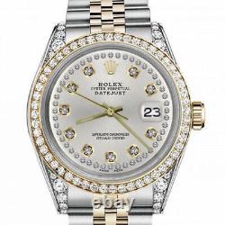 Rolex Datejust Silver Diamond Dial 31mm Diamond Bezel & Lugs Two Tone Watch