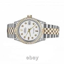 Rolex Datejust White Baguette Dial 31mm Diamond Bezel/lugs Two Tone Watch
