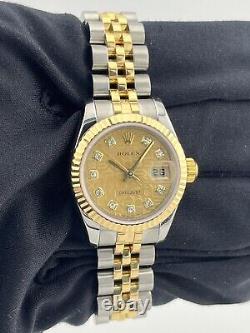 Rolex Ladies Quickset Two Tone Factory Champagne Jubilee Diamond Dial Watch