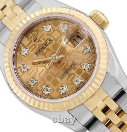 Rolex Ladies Quickset Two Tone Factory Champagne Jubilee Diamond Dial Watch 2011