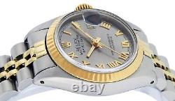 Rolex Ladies Two Tone Factory Grey Dial Datejust Watch 26MM Polished + Serviced