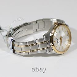 Seiko Quartz Two Tone Women's White Dial Sapphire Crystal Watch SUR474P1