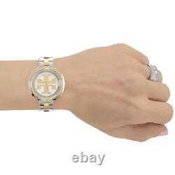 TORY BURCH Miller Womens Two-Tone Dress Watch, White Gold Dial, Stainless Steel