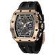 Tsar Bomba Luxury Men's Quartz Watch Tonneau Design 5atm Chronograph Silicone