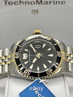 TechnoMarine Manta Sea Men 42mm Swiss BLACK Dial Two Tone Jubilee Bracelet Watch