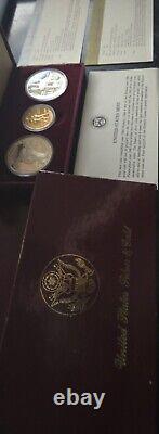 United States Proof Solid Gold & Silver Set 1/2 Troy Oz Gold & Two Silver & Ogp