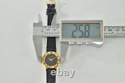 Vintage Exc+5 GUCCI 3000.2. L Black & Gold Dial Qz Ladies Watch Swiss Made