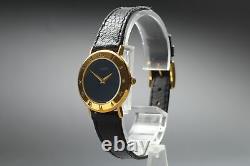 Vintage N MINT- Gucci 3000.2. L Black Dial Gold Women's Quartz Watch From JAPAN
