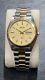 Vintage Seiko Sq Men's Day Date Gold Two/tone Watch Stainless Steel Three Jewels