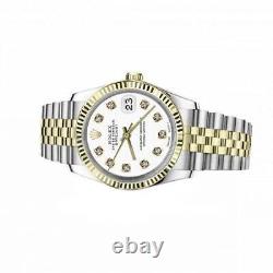 1987 Rolex Datejust 36mm Cadran Blanc Diamant Lunette cannelée Montre Jubilée bicolore