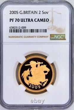 2005 Deux livres d'or preuve £2 NGC PF70 Ultra Cameo