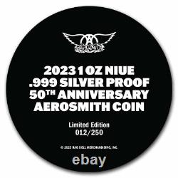 2023 Niue 1 once d'argent $2 Aerosmith 50e anniversaire Preuve
