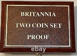 Deux - Jeu de preuves en or - Britannia 1987, frappé à la Monnaie dans sa boîte d'origine, Voir autres pièces en or.