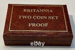 Deux - Jeu de preuves en or - Britannia 1987, frappé à la Monnaie dans sa boîte d'origine, Voir autres pièces en or.