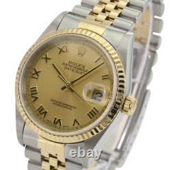 Montre Rolex Datejust 16233 Cadran Romain Champagne 18k Fluted Two-tone Jubilee 36mm