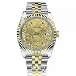 Montre Rolex Datejust 36 MM Champagne Jubilee avec cadran en diamants et bracelet Jubilee bicolore
