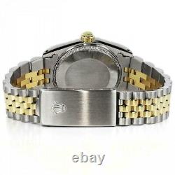 Montre Rolex Datejust 36 MM cadran noir à chiffres romains, bracelet Jubilee bicolore.