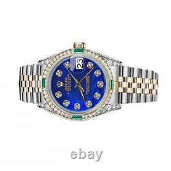 Montre Rolex Datejust Emerald 31mm avec cadran bleu perle et lunette/lugs en diamant, deux tons.