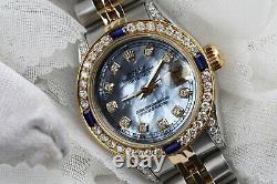 Montre Rolex Datejust Sapphire 26 MM avec cadran en perle de Tahiti et diamants en deux tons