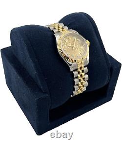 Montre Rolex pour dames Quickset en deux tons avec cadran champagne jubilé serti de diamants de l'usine