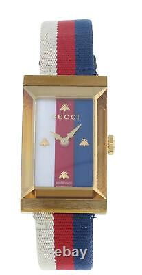 Montre pour dames Gucci G-Frame d'occasion avec cadran en nacre, mouvement à quartz et bracelet en nylon de 21mm YA147405