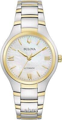 Montre pour femme Bulova 98l297 Classic Automatic avec cadran nacre et bracelet bicolore en acier inoxydable
