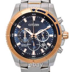 Montre pour homme Citizen Chronographe à quartz avec cadran bleu et bracelet bicolore AN8206-53L