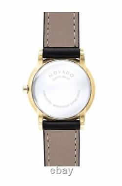 Nouvelle montre classique pour dames Movado Museum en or jaune avec cadran noir 0607319