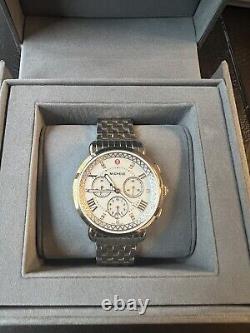 Nouvelle montre en acier inoxydable bicolore avec chronographe et diamants de la collection Michele Sport Sail MOP