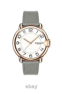 Nouvelle montre pour femme Arden avec cadran blanc et bracelet en cuir gris 14503611