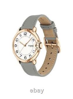 Nouvelle montre pour femme Arden avec cadran blanc et bracelet en cuir gris 14503611