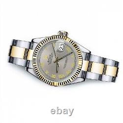 Rolex Datejust 26 MM Cadran Romain en chiffres romains Gris Ardoise Bracelet Oyster Bicolore Montre