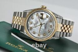 Rolex Datejust 36 MM Cadran nacre blanc Lunettes diamantées Montre à deux tons avec bracelet Jubilé