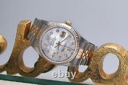 Rolex Datejust 36 MM Montre en deux tons avec cadran en diamant Baguette perle blanche