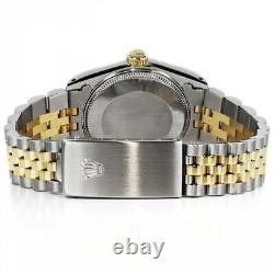 Rolex Datejust 36mm Cadran de diamants baguette argenté automatique en deux tons montre
