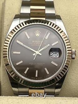 Rolex Datejust 41 126331 18K Rose Fluted Two Tone Cadran Chocolat Oyster B&P 2019