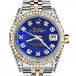 Rolex Datejust Cadran Bleu Perle 31mm Lunette/Demi-bracelet Diamant Montre Bicolore