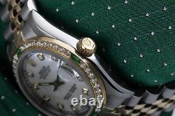 Rolex Datejust Émeraude Cadran Blanc Taille Moyenne Montre Deux Tons Diamant