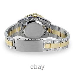 Rolex pour homme Datejust gris foncé 36 mm avec diamants latéraux deux tons et émeraude
